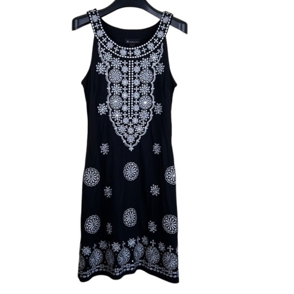 International Concepts black silver lined sleeveless dress large